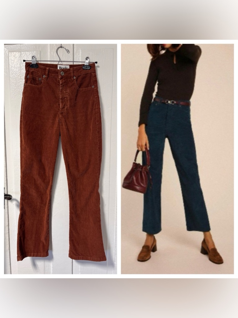 Rouje Paris Rust Orange Cotton Stretch Corduroy Pant with button fly size 2